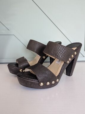 Jimmy Choo Ulrika wooden platform slides sandals